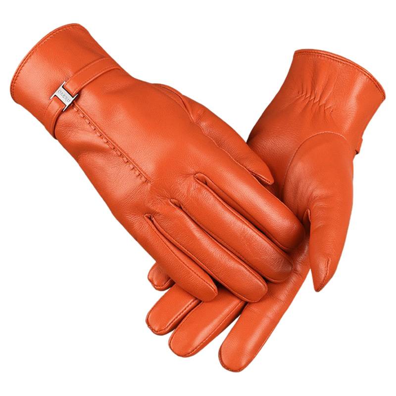 BIBOKAOKE Lederhandschuhe Damen Winter Touchscreen Handschuhe Leder Warmfutter Elegant Winterhandschuhe Casual Winddicht Outdoor Sports Gloves Pailletten Muster Handschuhe Seidenhandschuhe für Frauen von BIBOKAOKE