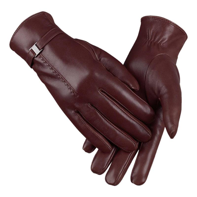 BIBOKAOKE Lederhandschuhe Damen Winter Touchscreen Handschuhe Leder Warmfutter Elegant Winterhandschuhe Casual Winddicht Outdoor Sports Gloves Pailletten Muster Handschuhe Seidenhandschuhe für Frauen von BIBOKAOKE