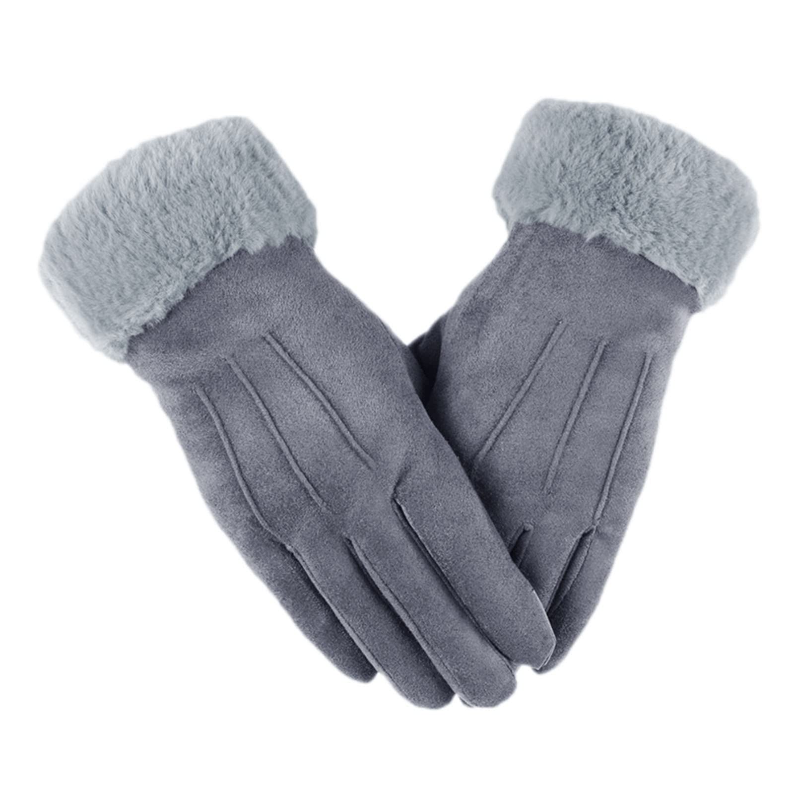 BIBOKAOKE Thermo Handschuhe Herren Damen Warm Winterhandschuhe Unisex Strickhandschuhe Gefütterte Winter Outdoor Sport Feinstrick Handschuhe Finger verdickte Plüsch Strickbund Atmungsaktiv Handschuhe von BIBOKAOKE