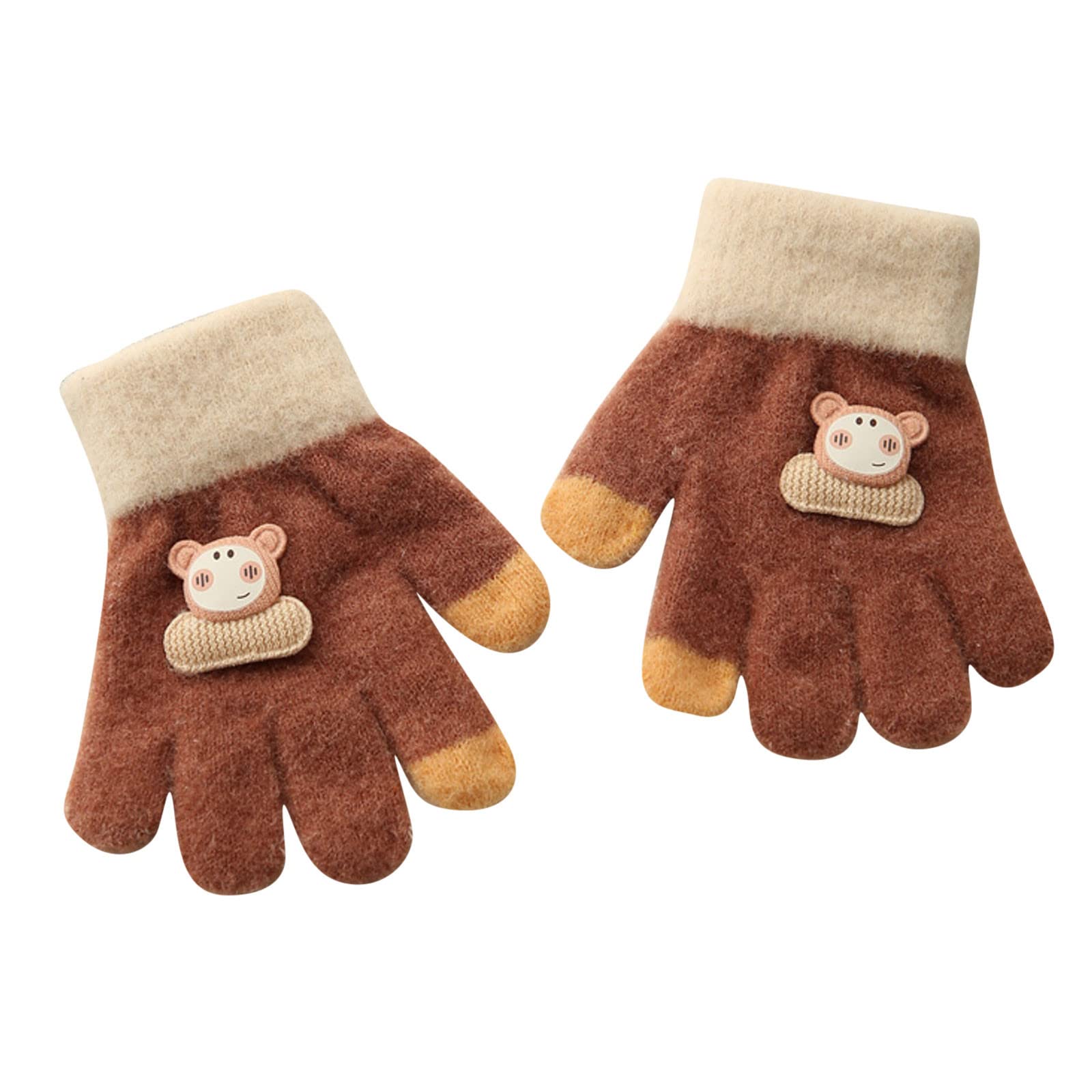 BIBOKAOKE Thermo Handschuhe Kinder Dicke Strickhandschuhe Stretch Vollfinger Kinderhandschuhe Warme Zauberhandschuhe mit Schnur Winterhandschuhe Schön Cartoon Handschuhe für Mädchen Jungen Unisex von BIBOKAOKE