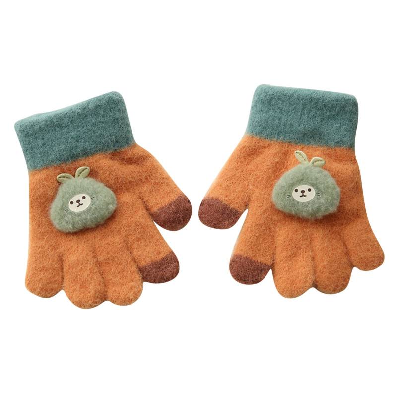 BIBOKAOKE Thermo Handschuhe Kinder Dicke Strickhandschuhe Stretch Vollfinger Kinderhandschuhe Warme Zauberhandschuhe mit Schnur Winterhandschuhe Schön Cartoon Handschuhe für Mädchen Jungen Unisex von BIBOKAOKE