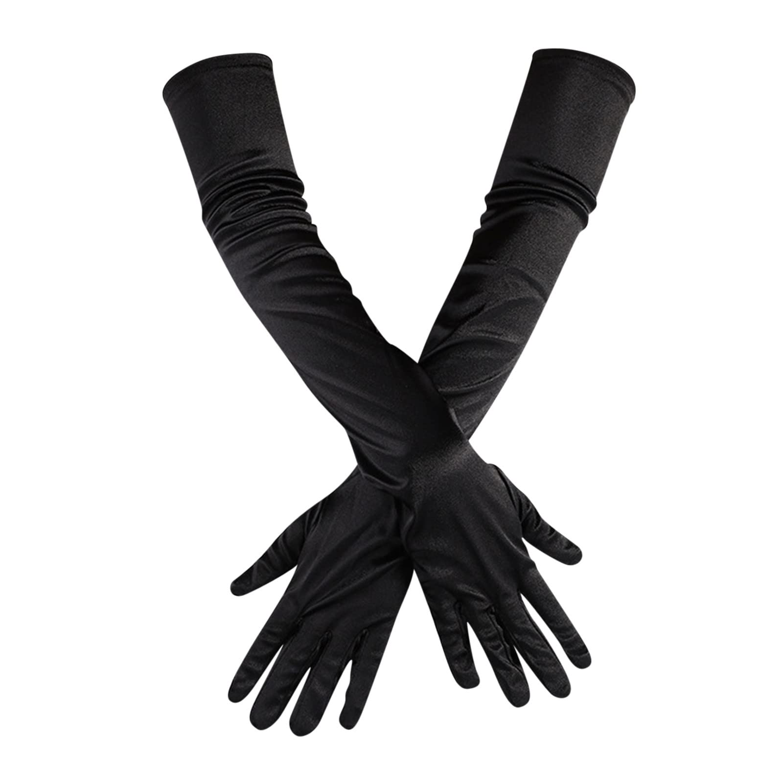 Lange Handschuhe Damen Abendhandschuhe Opernhandschuhe Satin Fingerhandschuhe Oper Braut Tanzhandschuhe Party Stretch Handschuhe für Frauen Halloween Karneval Fasching Fest Party Kostüm Gloves von BIBOKAOKE