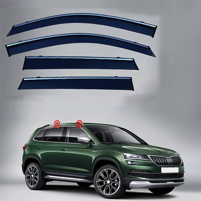 BICUP Windabweiser für Skoda KAROQ MK1-NU7 2018 2019 2020 2021 2022 2023, Windabweiser Regenabweiser, Auto Seitenfenster Visier Abweiser Auto Zubehör, 4 Stück von BICUP