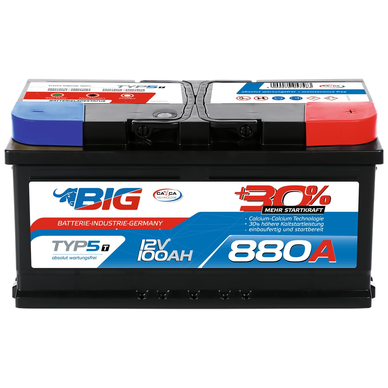 BIG +30% T-Modell (12V 100Ah 880A/EN) von BIG