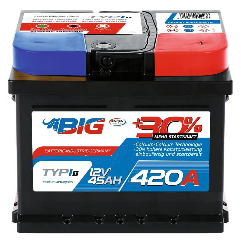 BIG +30% T-Modell (12V 45Ah 420A/EN) von BIG