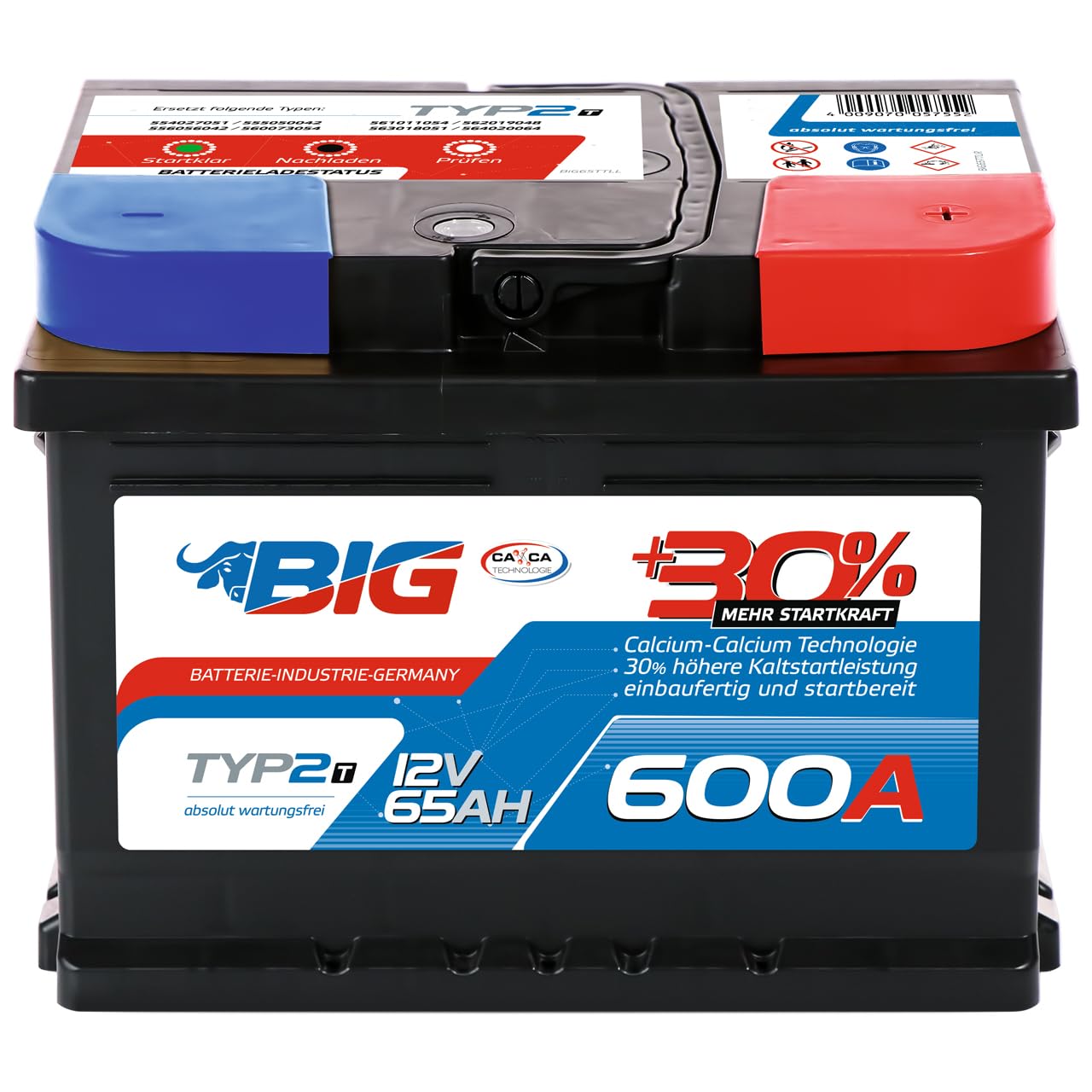 BIG +30% T-Modell (12V 65Ah 600A/EN) von BIG