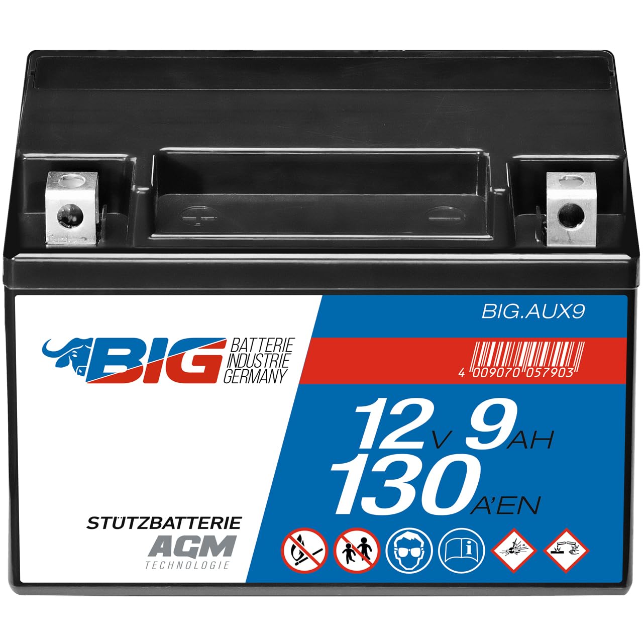 BIG AUX9 Premium Stützbatterie AGM 12V 9Ah 130A/EN von BIG