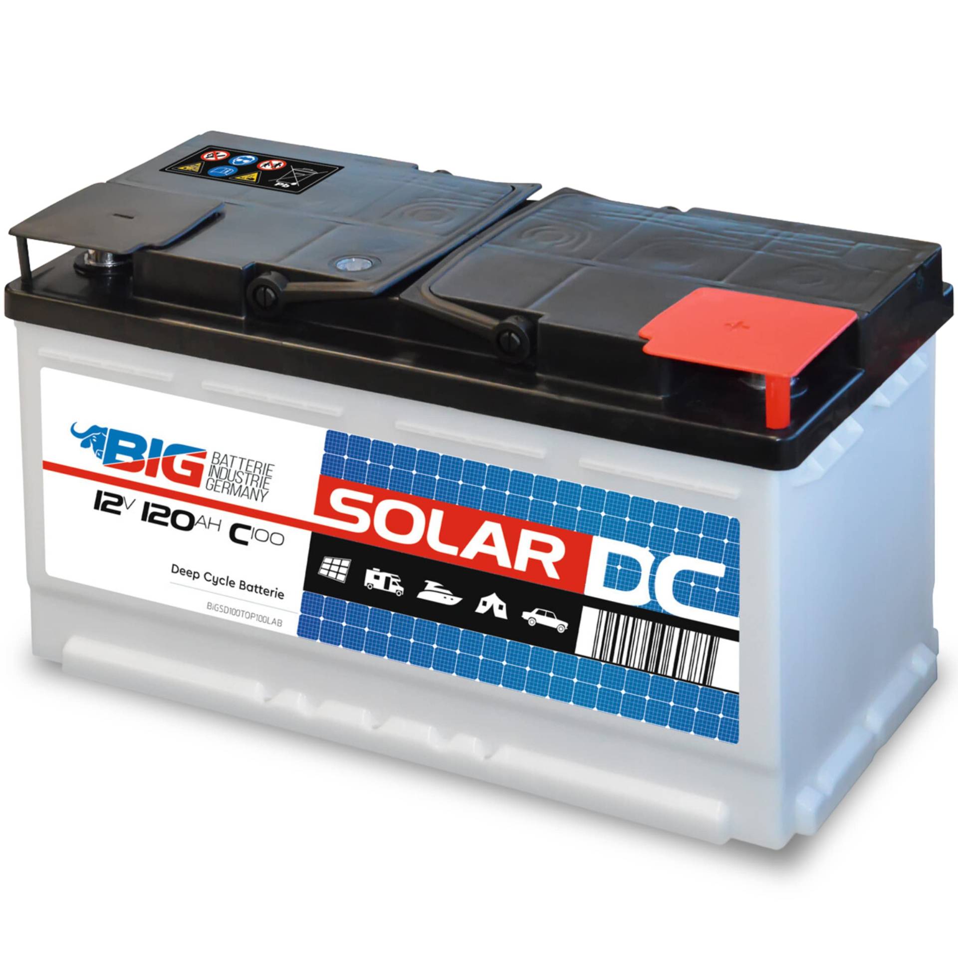 BIG Solar Akku 120Ah 12V Batterie Antrieb Wohnmobil Beleuchtung Versorgungsbatterie 90Ah 100Ah von BIG Batterie