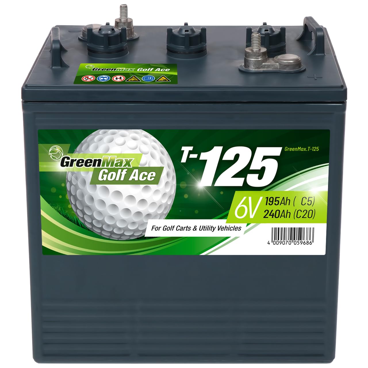 GreenMax Golf Ace T-125 (6V 240Ah) - Hochleistungs-Blei-Säure-Batterie für Golfcarts und Elektrofahrzeuge - Zuverlässig, Langlebig, Effizient, 99% Recycelbar von BIG