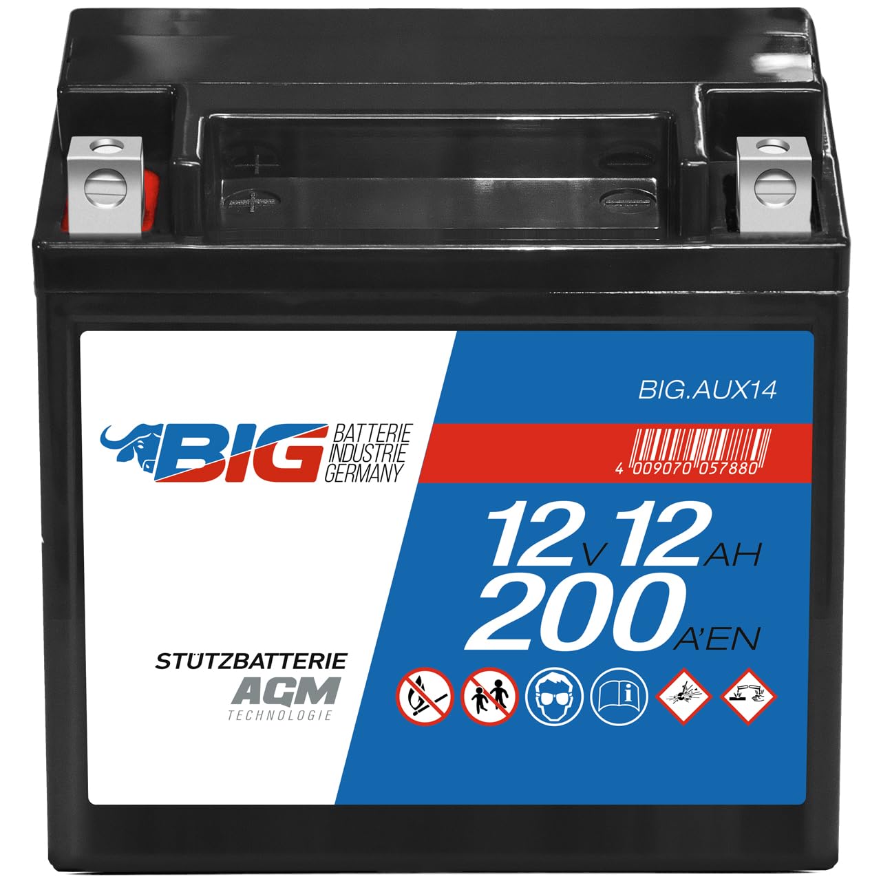 Stützbatterie 12V 12Ah BIG AUX AGM PKW Backup Batterie für A2115410001 & 61217586977 von BIG Batterie