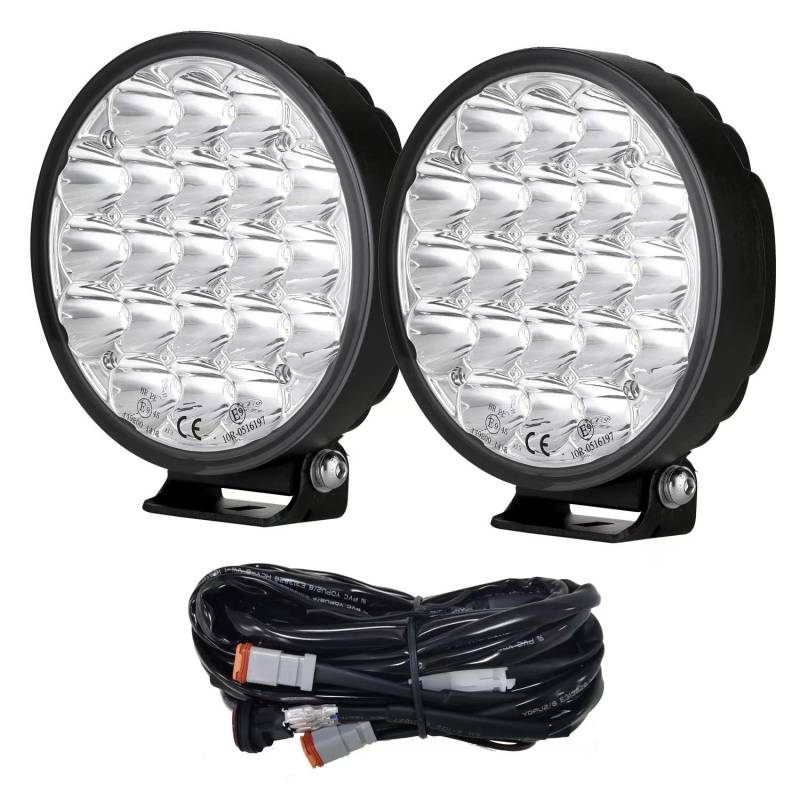 BIGLION.X 6 Zoll Runde LED Offroadleuchten Fahren Spotlights Gelbe Offroad Scheinwerfer Light Bar 210W 32000lm mit Kabelbaum 12V 24 V ECE für Auto Traktor Pickup SUV von BIGLION.X