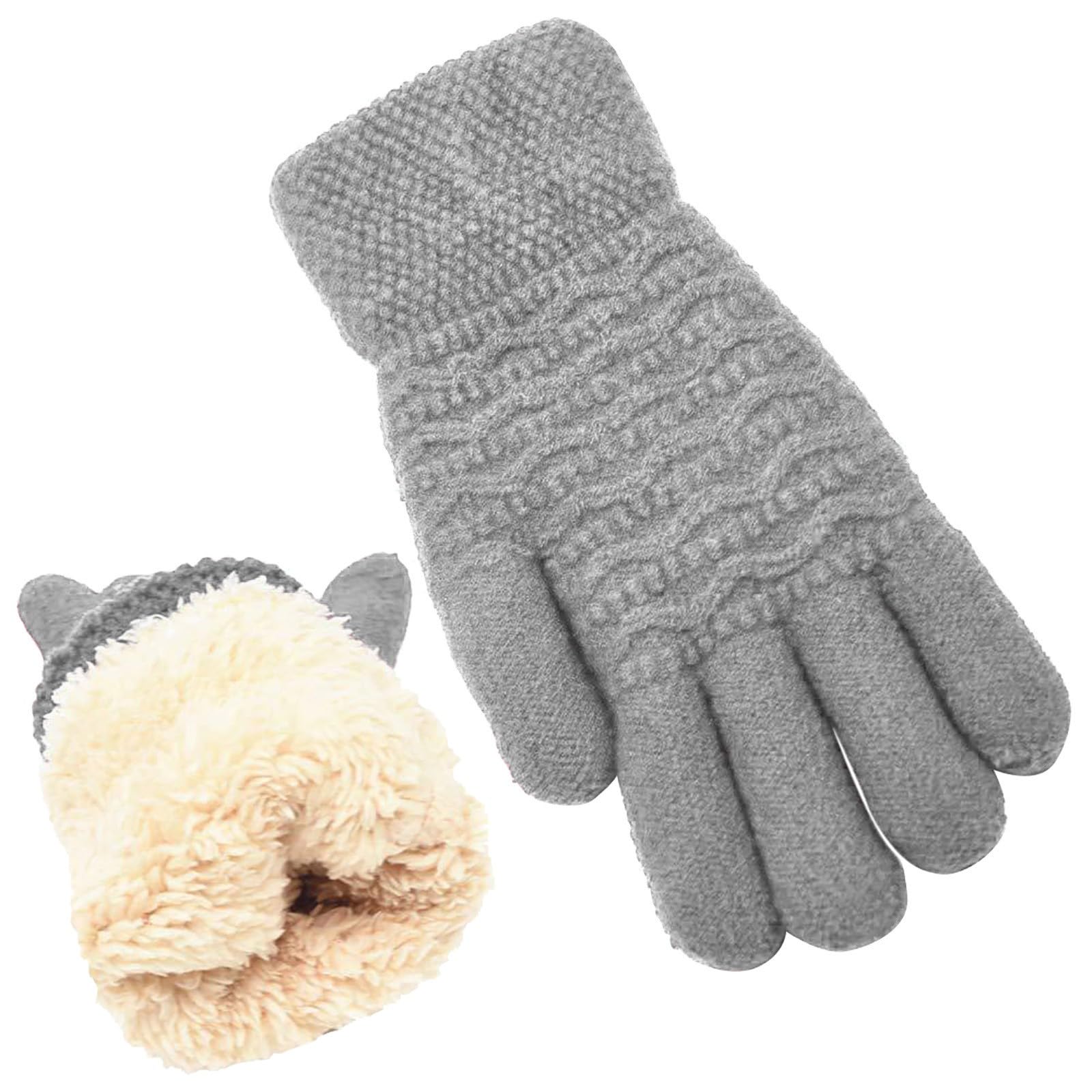 BIISDOST Damen-Winter-Handschuhe mit warmem Schirm. Damen-Thermo-Handschuh mit Zopfmuster aus Wolle und -Futter für kaltes Wetter Bauchtanz Kostüm Mädchen (Grey, One Size) von BIISDOST