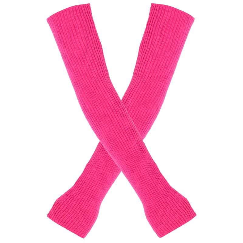 BIISDOST Einfarbige, gestrickte, fingerlose Handschuhe mit, warme Unisex-Handschuhe Blaue Handschuhe Stoff (Hot Pink, One Size) von BIISDOST