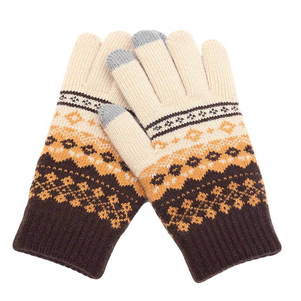 BIISDOST Frauen Frauen Winter warme Wärmebildhandschuhe verdicken die Siebhandschuhe Pfau Haarschmuck (Khaki, One size) von BIISDOST