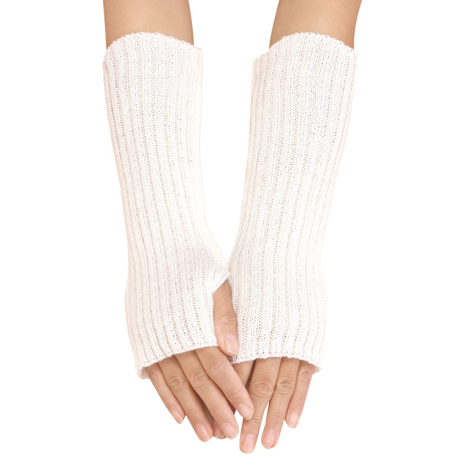 BIISDOST Frauen- und Winter-Normallack-Mehrfarben-Woll-lange gestreifte Halbfinger-Handschuhe Stulpen Damen Arm Kurz (WH1, One Size) von BIISDOST