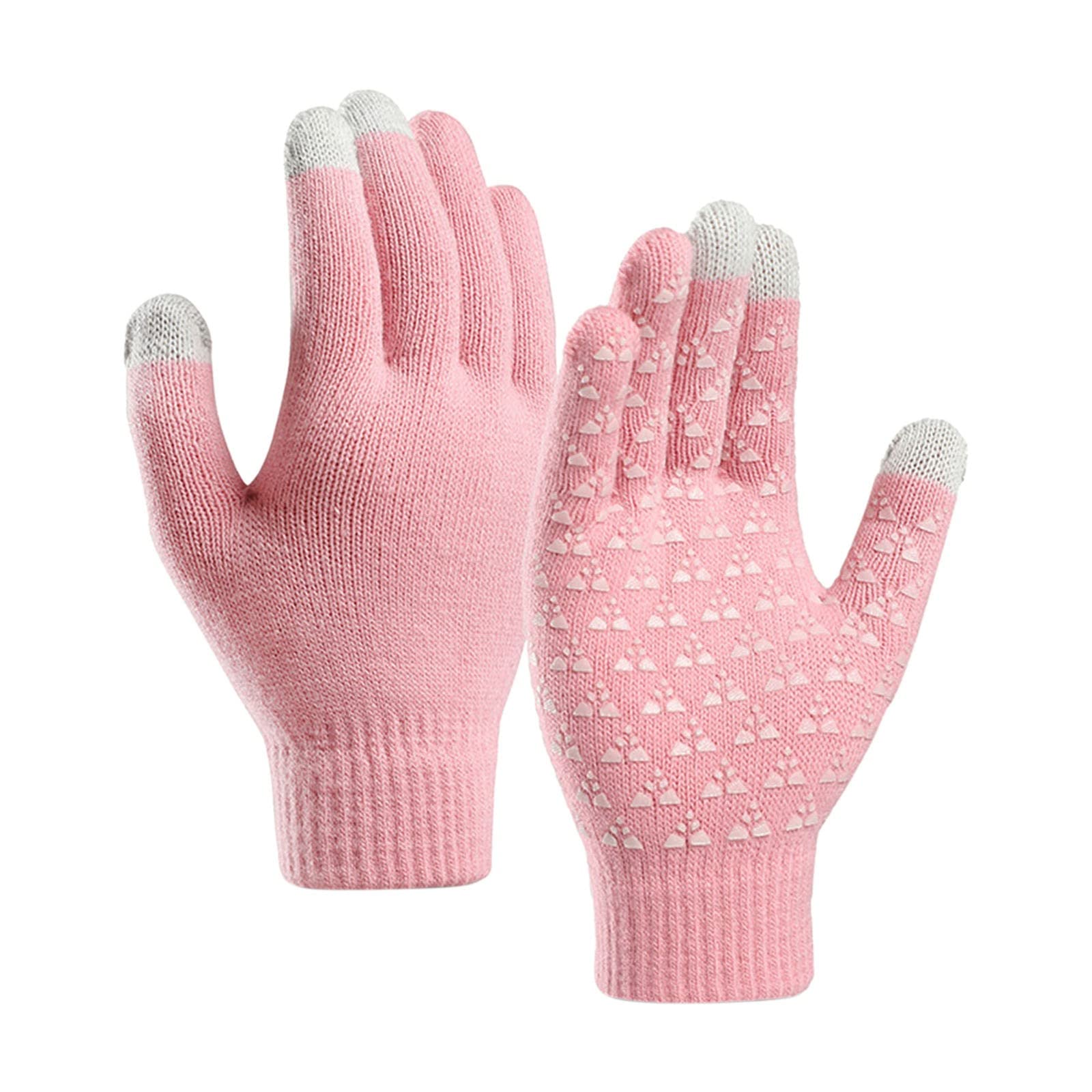 BIISDOST Handschuhe Damen Weiche Strickhandschuhe Winter -Rutsch-Touchscreen-Futter Verbesserte Für Herren Elastische Thermomanschettenhandschuhe Schmuck Hochzeit Perlen (Pink, One Size) von BIISDOST