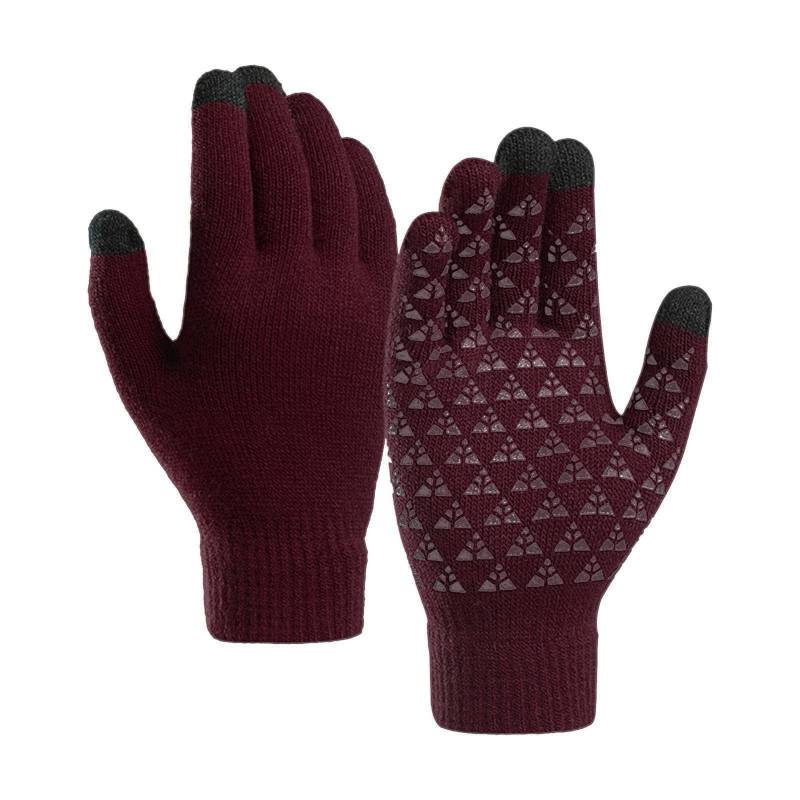 BIISDOST Handschuhe Damen Weiche Strickhandschuhe Winter -Rutsch-Touchscreen-Futter Verbesserte Für Herren Elastische Thermomanschettenhandschuhe Schmuck Hochzeit Perlen (Red, One Size) von BIISDOST