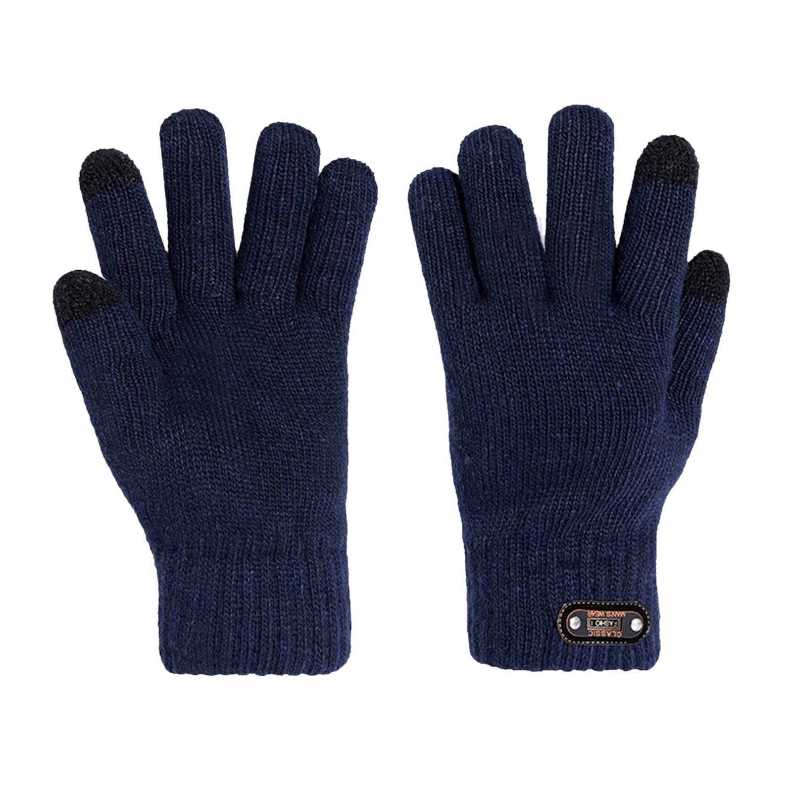 BIISDOST Handschuhe für Erwachsene Winterhandschuhe Gestrickte Herren Radfahren Warme Fünf-Finger-Verdickungsschutzhandschuhe Kompressionshandschuhe Damen (Navy, One Size) von BIISDOST