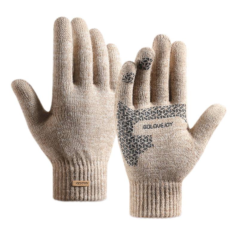 BIISDOST Herren-Winter-Strickhandschuhe aus warmer -Reitwolle Handschuhe Weiß (H, L) von BIISDOST