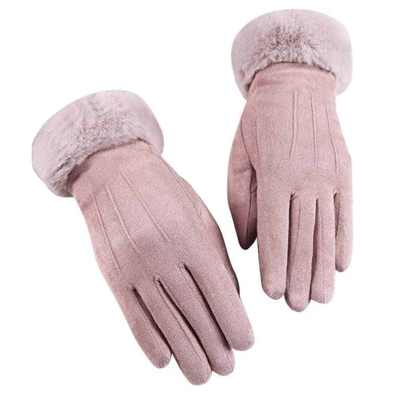 BIISDOST In samt Autumn Damenhandschuh Plus Winter warm Handschuh Winddichte Handschuh Dieb Kostüm Damen (Pink, One Size) von BIISDOST