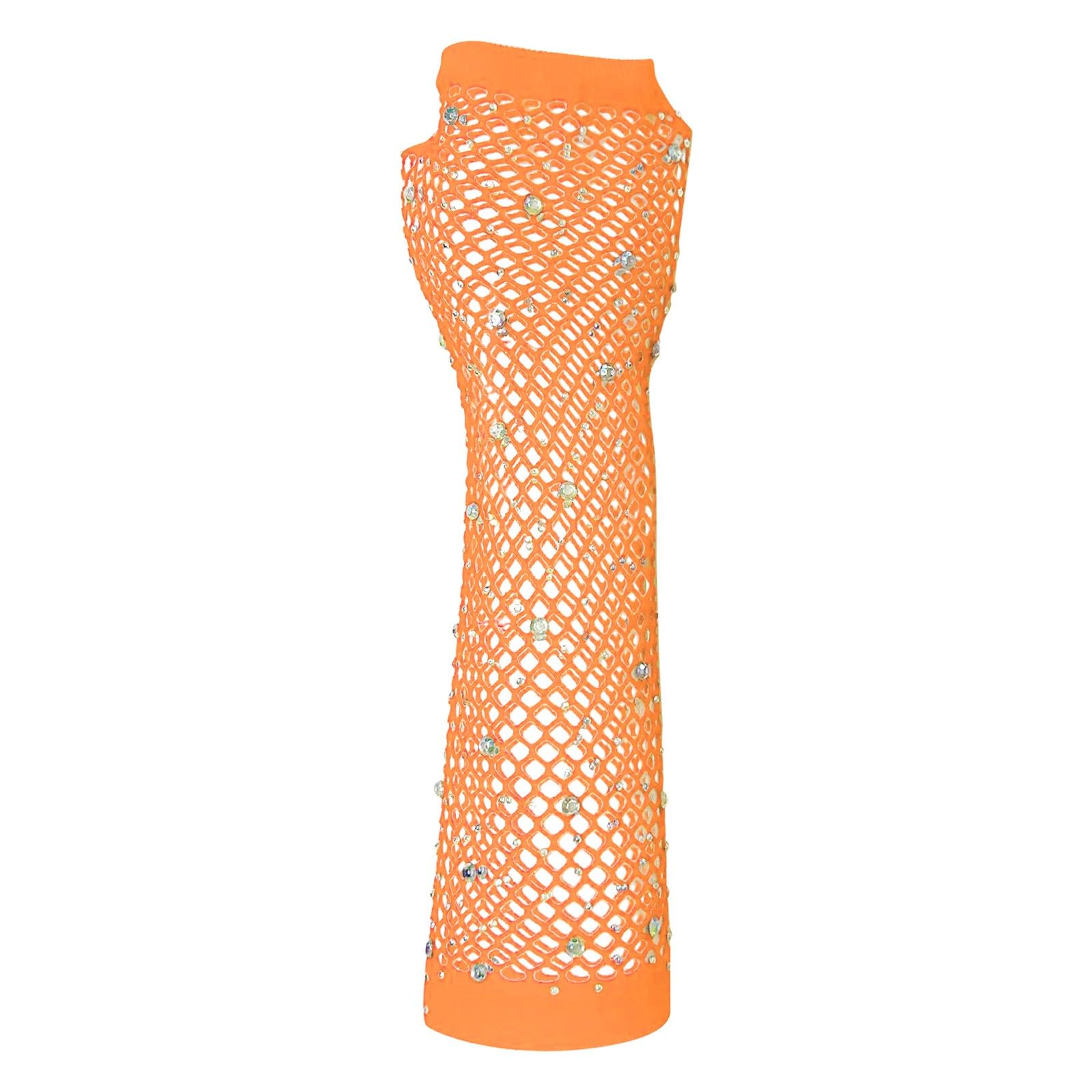 BIISDOST Mesh Kurze Handschuhe Party Punk Halbfinger Mesh Stretch Farbe Handschuhe Damen Sexspielzeuge (Orange, ONESIZE) von BIISDOST