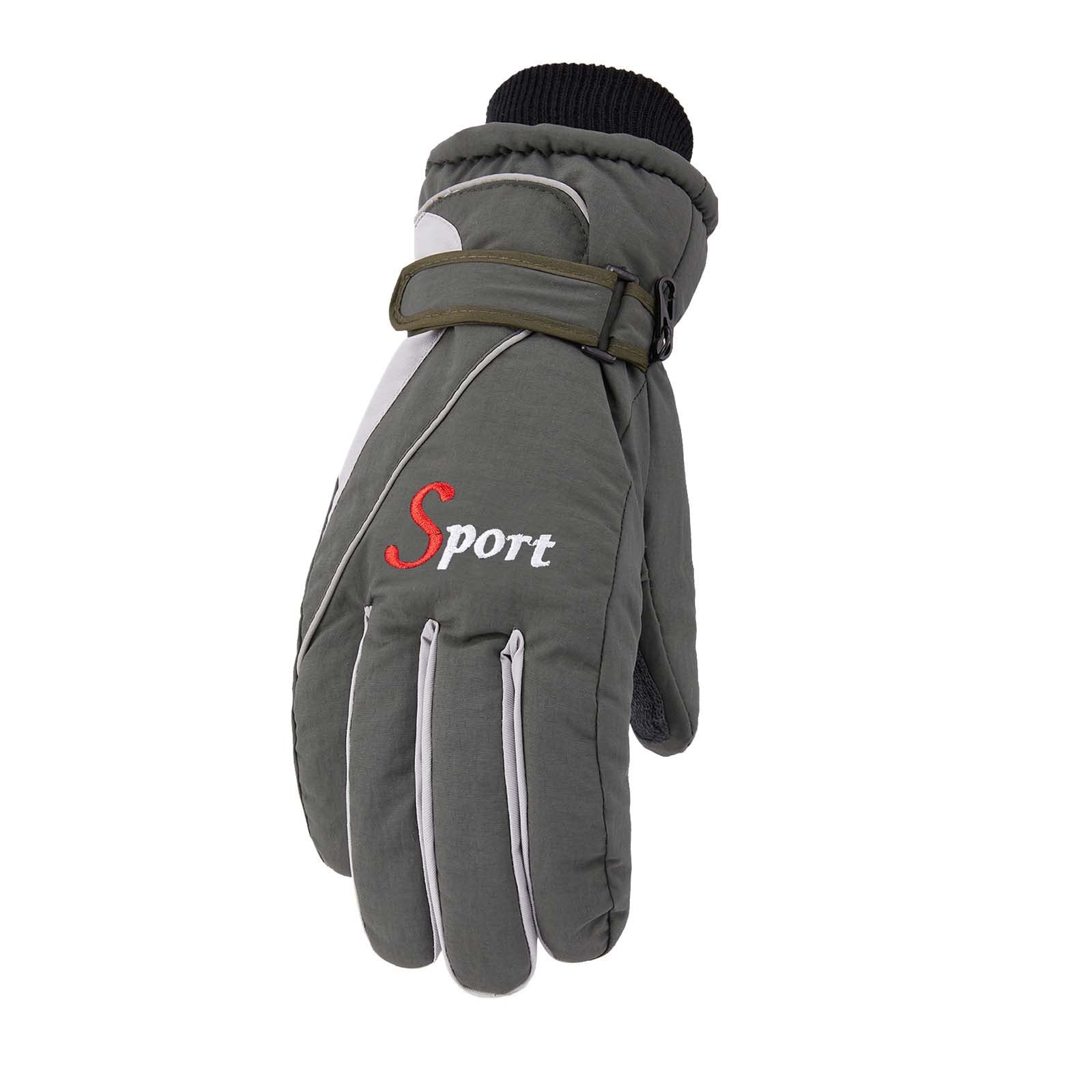 BIISDOST Skihandschuhe aus Baumwolle für Herren und Damen, Winter, kältebeständig, verdickt, warmer Bildschirm, rutschfeste, wasserdichte, geschmorte Handschuhe Oberarme Straffen (Grey, One Size) von BIISDOST