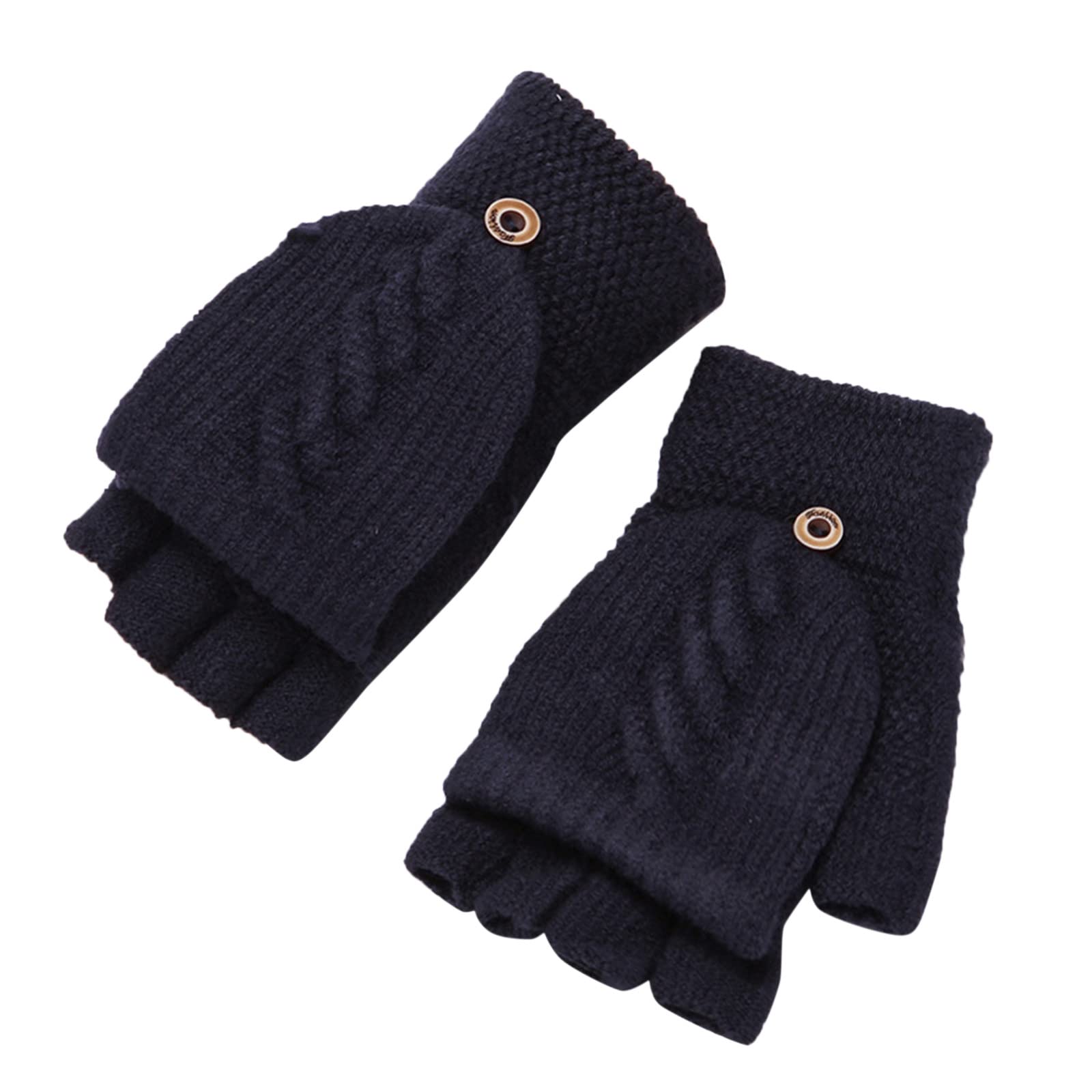 BIISDOST Thermohandschuhe für Damen Herren Warme Handschuhe Korallenfleece-Handschuhe Elastische Bündchen Winterhandschuhe Warm gefütterte Handschuhe Graue Handschuhe (Navy, One Size) von BIISDOST