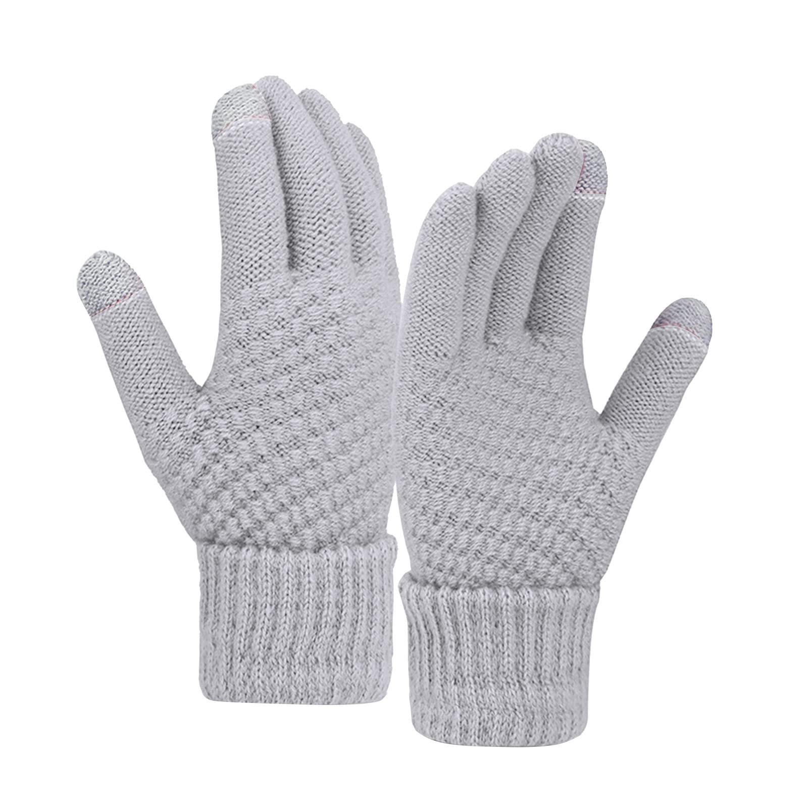 BIISDOST Warme Winterhandschuhe aus Wolle für Damen, einfarbig, gestrickt, kältebeständig Latex Kostüm Damen (Grey, One Size) von BIISDOST