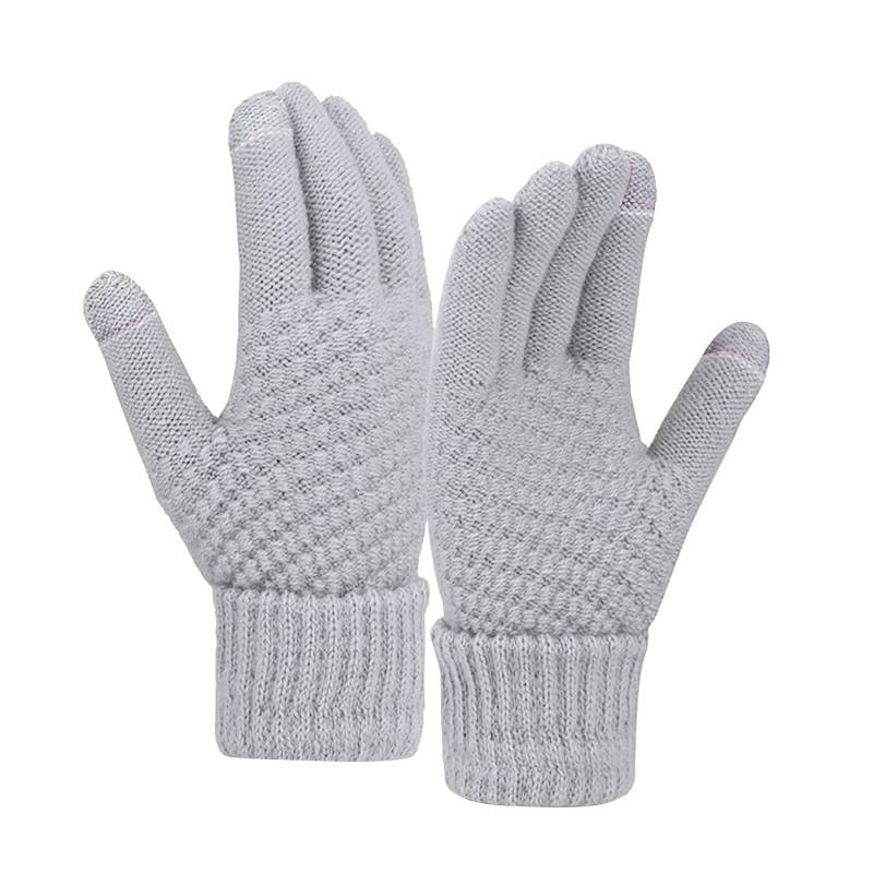 BIISDOST Warme Winterhandschuhe aus Wolle für Damen, einfarbig, gestrickt, kältebeständig Latex Kostüm Damen (Grey, One Size) von BIISDOST