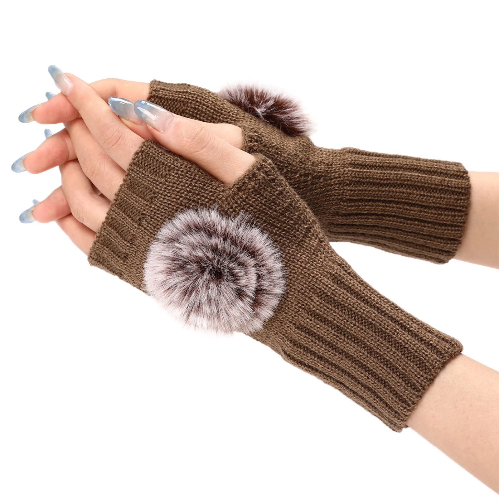 BIISDOST Warmer Handschuh, winddicht, elastisch, schwarze Handschuhe, Damen, warm, gefüttert, warme Thermo-Outdoor-Handschuhe für Damen Armstulpen Damen Schwarz Fischnetz (Khaki, One Size) von BIISDOST