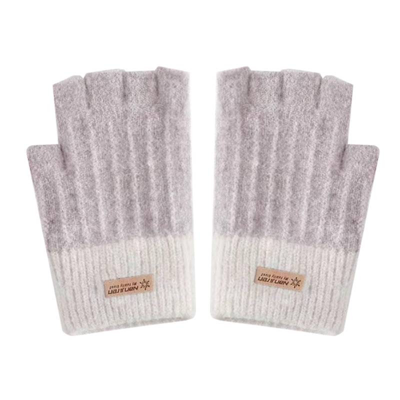 BIISDOST Winter Fingerlose Handschuhe Frauen Warme Stricken Halbe Finger Fäustlinge Thermische Fingerlose Handschuhe Damen Halbe Finger Für Laufen Sking Damen Handschuhe (Purple, One Size) von BIISDOST