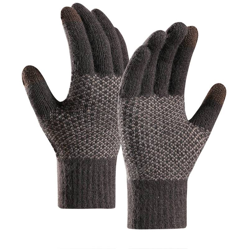 BIISDOST Winter-Männer und Frauen halten sich warm, berührende Bildschirm-Strickhandschuhe, elastische Manschette, weiche Vollfinger-Handschuhe Handschuhe Winter (Coffee, One Size) von BIISDOST