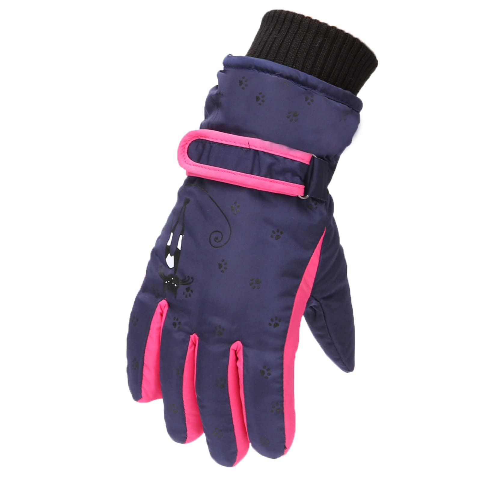 BIISDOST Winter-Outdoor-Mädchen-Schnee-Skaten-Snowboarden Winddichte warme Handschuhe, perfekt für von 6 bis 12 Jahren Handstulpen Schwarz Winter (Blue, One Size) von BIISDOST