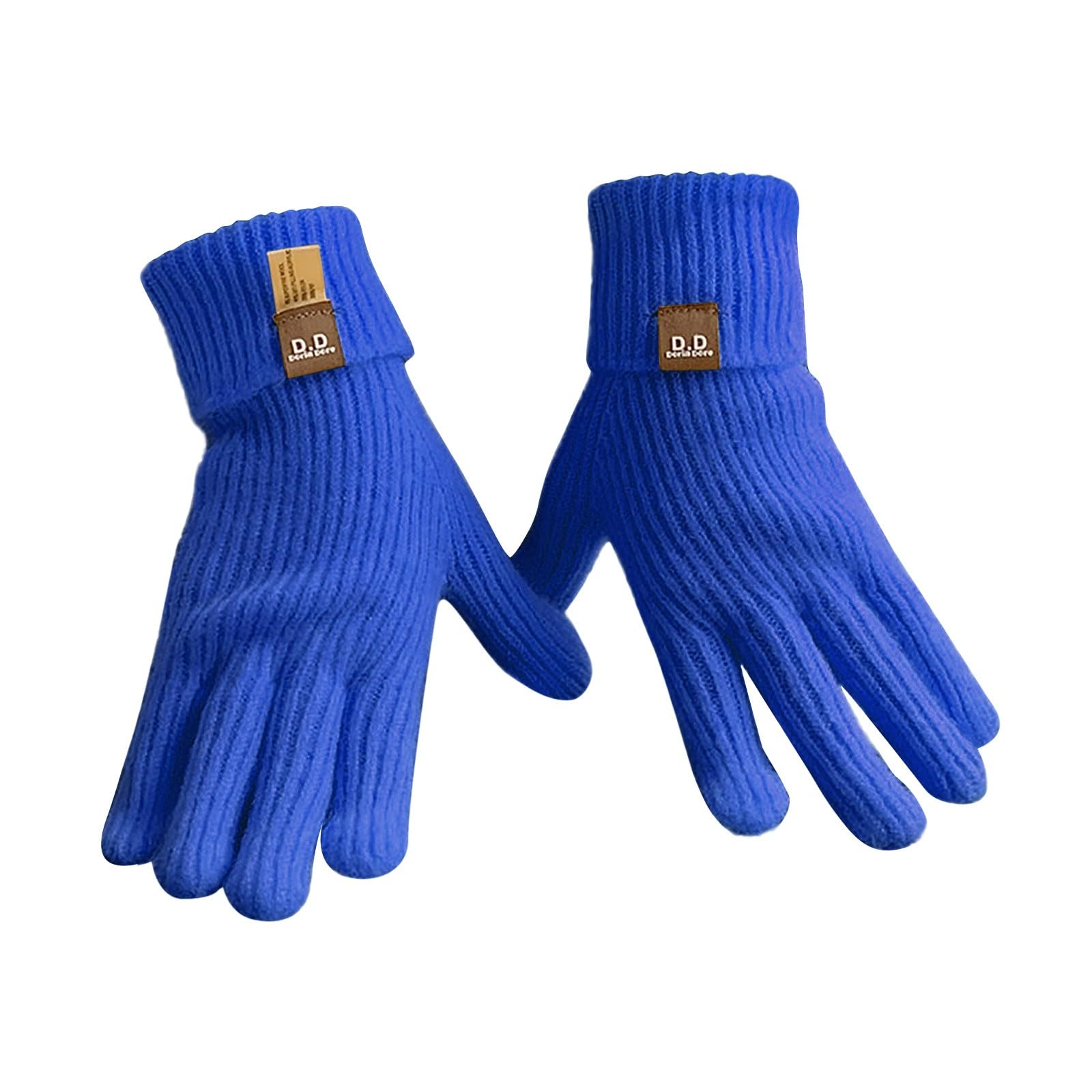 BIISDOST Winter-Strickhandschuhe für Männer und Frauen, Bildschirm-SMS-Handschuhe, warme Strickhandschuhe für den Außenbereich, weich, elastisch Fell Für Tourenski (Blue, One Size) von BIISDOST