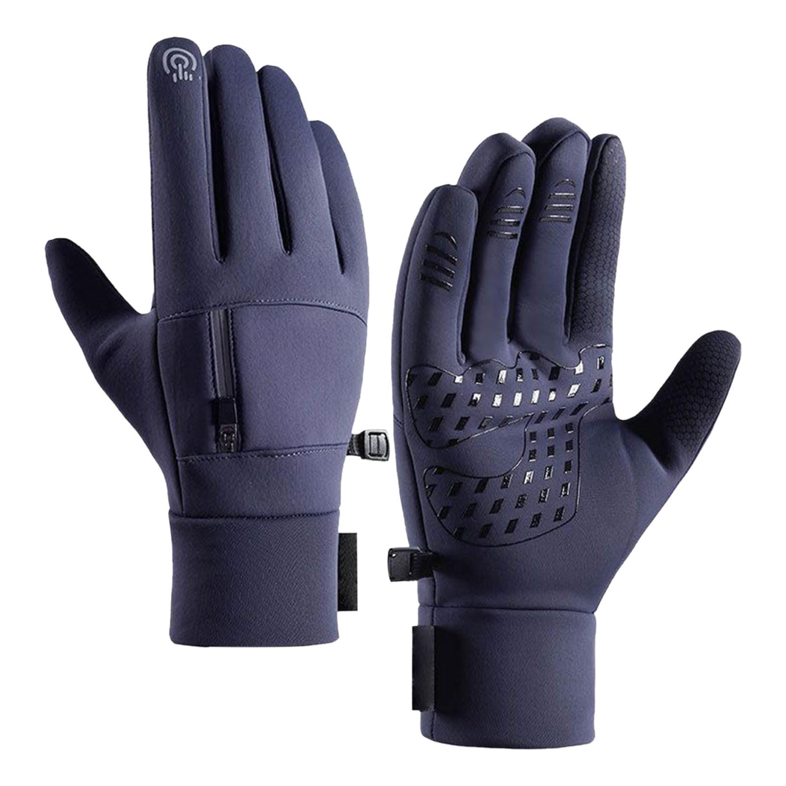 BIISDOST Winterhandschuhe für Outdoor-Reiten, warm, Touchscreen, SMS, rutschfeste Handschuhe, winddicht, warm, Sport-Arbeitshandschuhe für kaltes Wetter (kein Strom) Autofahrer Handschuhe (Blue, XL) von BIISDOST