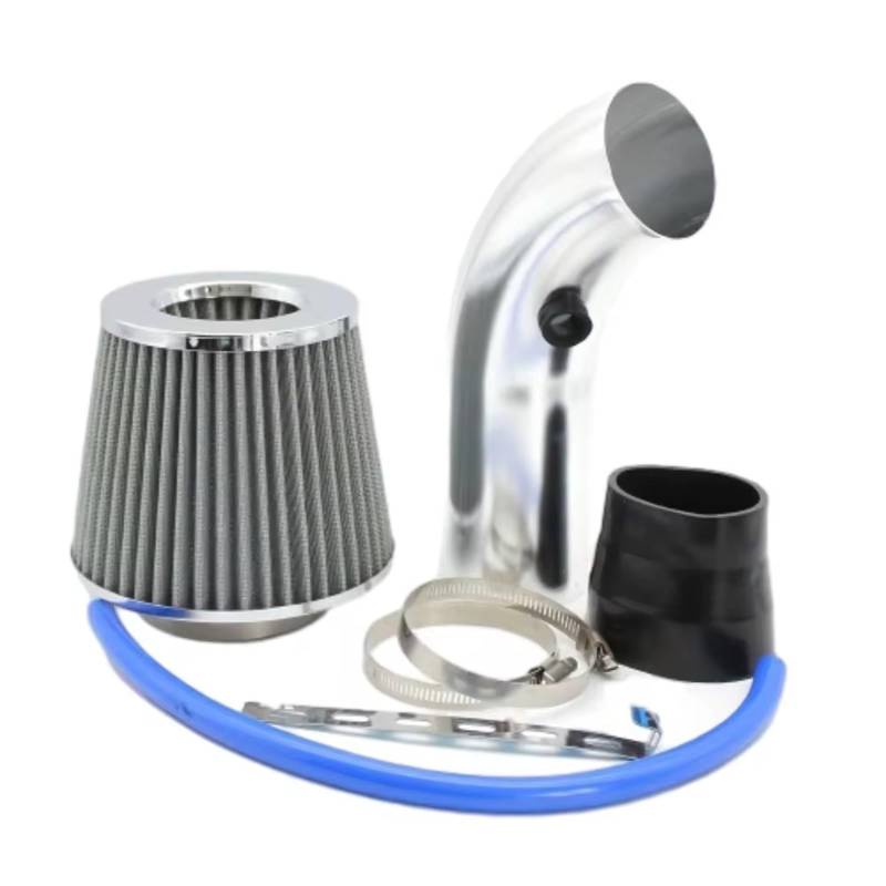 Auto Ansaugschlauch 76mm Auto Winter Pilzkopf Luftfilter Ansaugrohr Filter High Flow Hoch Kaltluftfilter Aluminium Rohr Kit Umgerüstet Luftansaugschlauch(Silber) von BIISVM