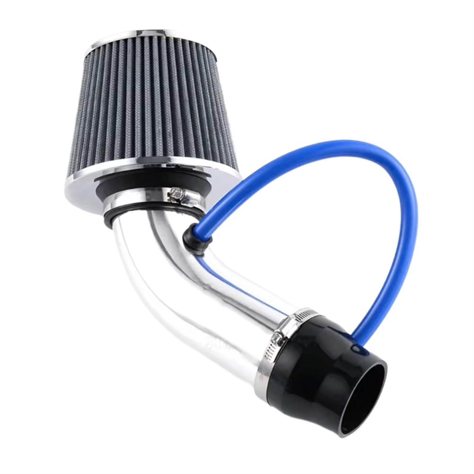 Auto Ansaugschlauch 76mm Auto Winter Pilzkopf Luftfilter Ansaugrohr Filter High Flow Hoch Kaltluftfilter Aluminium Rohr Kit Umgerüstet Luftansaugschlauch(Siver) von BIISVM