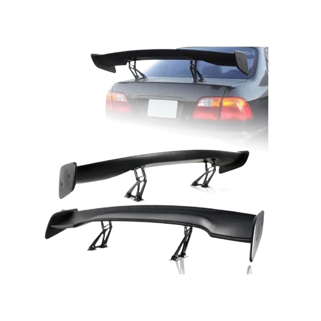 Auto Heckspoiler Auto Schwanz Außen Trim 145CM Spoiler ABS GT Gemeinsame Limousine Flügel Carbon Heckspoiler Auto Styling Universell Flügel Spoiler lippe Spoiler Flügel(Bright Black) von BIISVM