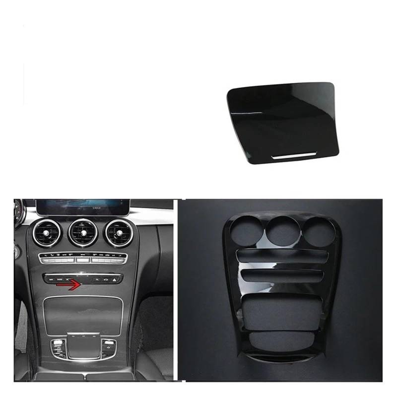 Auto Innenraum Dekoration Auto Styling Mittelkonsole Wasserbecherhalter Panel Dekoration Für Für Benz Für C-klasse Für GLC Für X253 Für W205 Innen Auto Zubehör Interior Decor Zubehör(A Black Not cloc von BIISVM