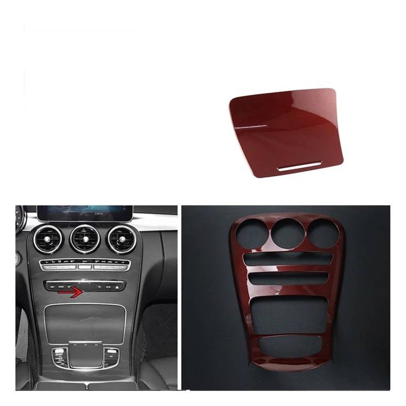 Auto Innenraum Dekoration Auto Styling Mittelkonsole Wasserbecherhalter Panel Dekoration Für Für Benz Für C-klasse Für GLC Für X253 Für W205 Innen Auto Zubehör Interior Decor Zubehör(A Red Not Clock) von BIISVM