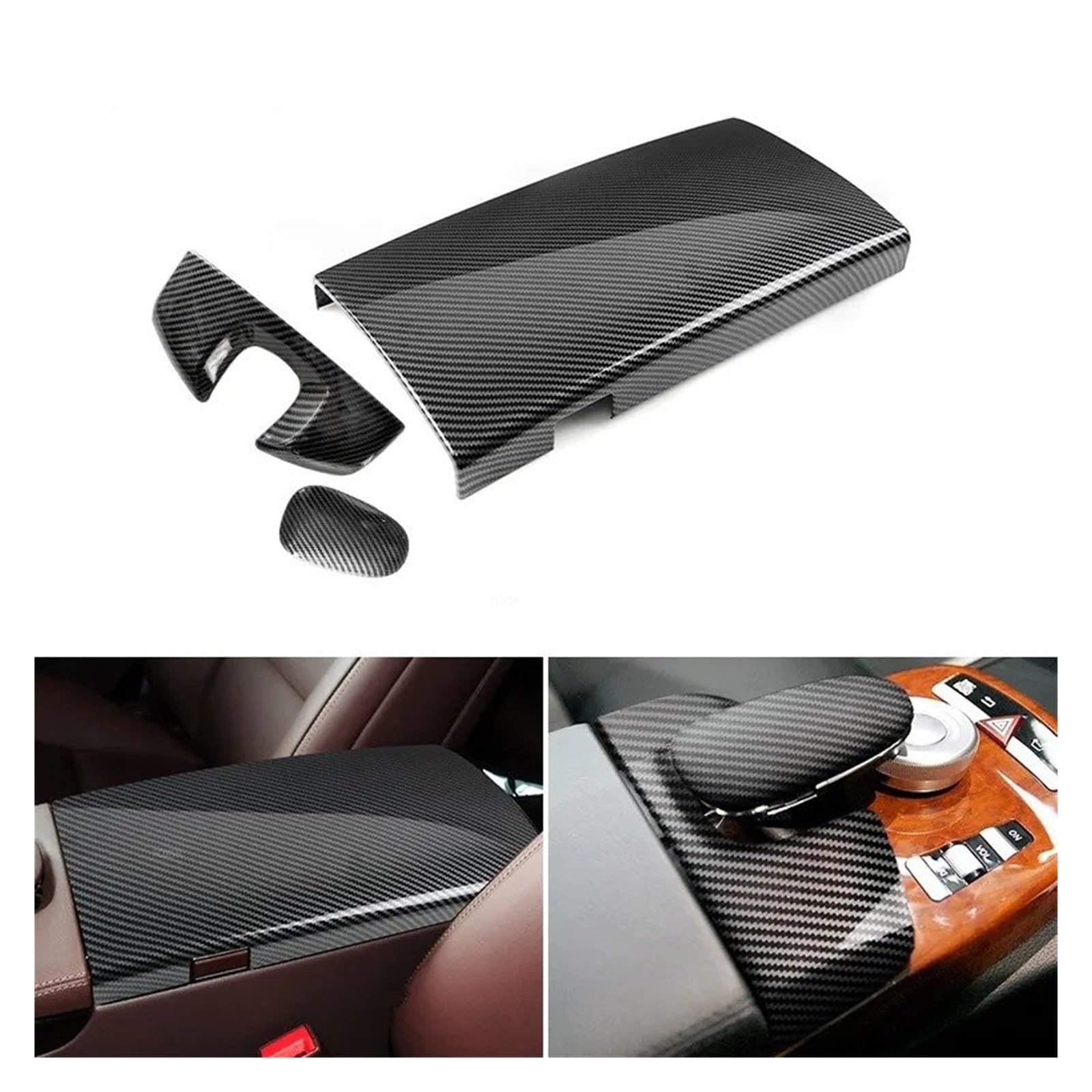 Auto Innenraum Dekoration Für Für Benz Für S Klasse Für W221 Für W222 Auto Konsole Control Armlehne Box Telefon Abdeckung Zifferblatt Trim Carbon Faser Korn Zubehör Interior Decor Zubehör(G) von BIISVM