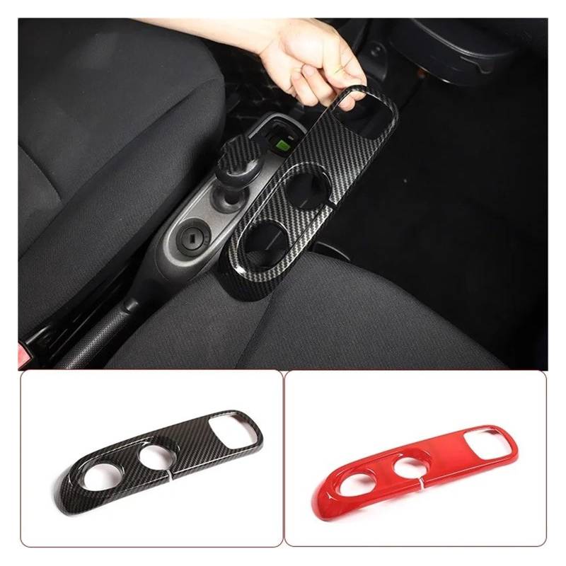 Auto Innenraum Dekoration Für Für Benz Für Smart 451 Für Fortwo 2009-2015 ABS Carbon Fiber Schaltknauf Panel Rahmen Abdeckung Trim Auto Innen Zubehör Interior Decor Zubehör(Kohlefaser) von BIISVM