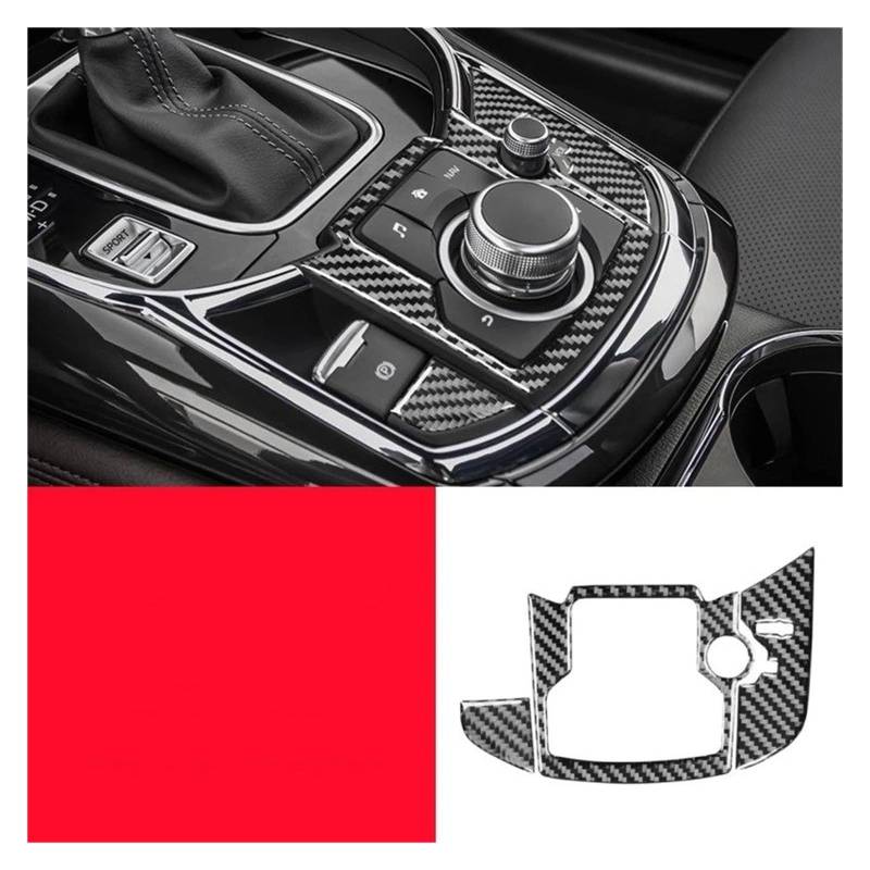 Auto Innenraum Dekoration Für Mazda Für CX-9 2016 2017 2018-2023 Zubehör Carbon Fiber Innen Auto Zentrale Steuerung Knopf Knopf Dekorative Rahmen Abdeckung Trim Aufkleber Interior Decor Zubehör(for L von BIISVM