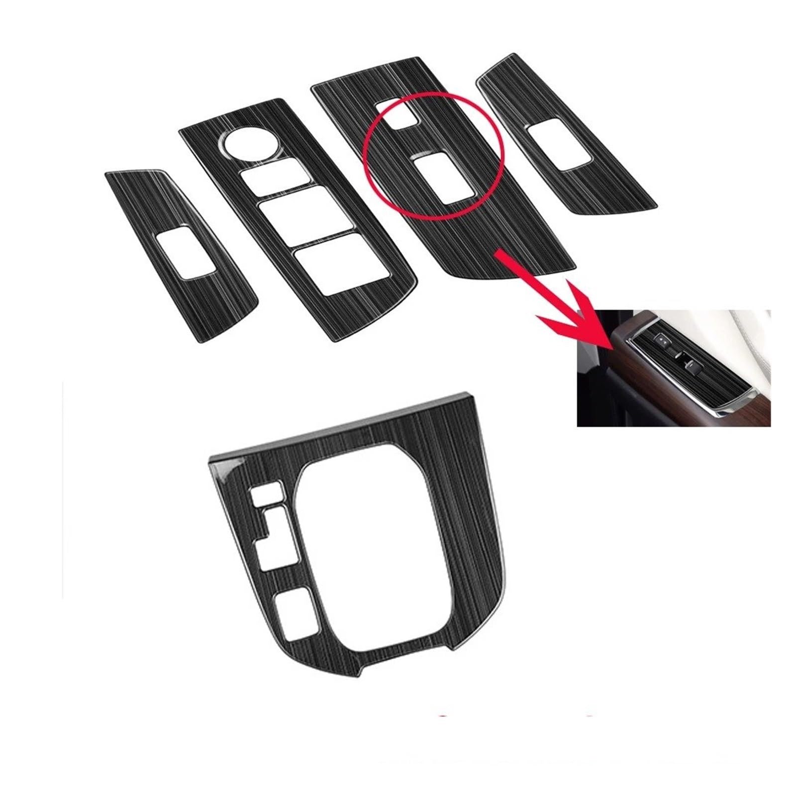 Auto Innenraum Dekoration Für Mazda Für CX9 Für CX-9 2022 2023 Schwarz Pinsel Innere Fensterheber Schalter Taste Panel Abdeckung Trim Getriebe Shift Panel Zubehör Interior Decor Zubehör(Left Hand Dri von BIISVM