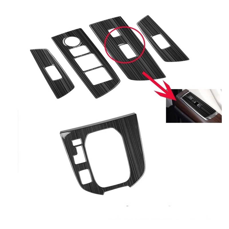 Auto Innenraum Dekoration Für Mazda Für CX9 Für CX-9 2022 2023 Schwarz Pinsel Innere Fensterheber Schalter Taste Panel Abdeckung Trim Getriebe Shift Panel Zubehör Interior Decor Zubehör(Left Hand Dri von BIISVM