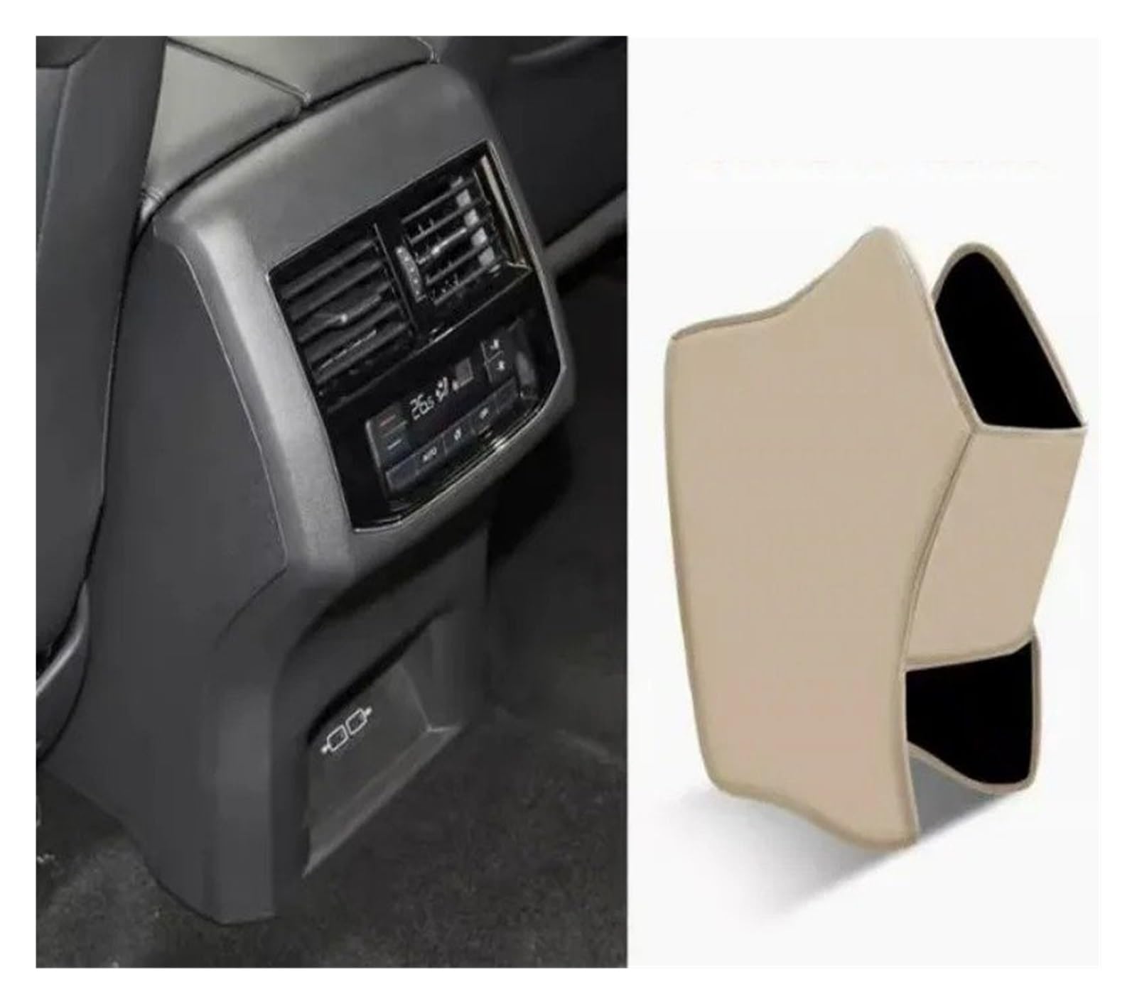 Auto Innenraum Dekoration Für VW Für Teramont 2017 2018 2019 2020 2021 2022 2023 Hinten Armlehne Box Anti Kick Pad Mikrofaser Leder Schutzhülle Matte Auto Zubehör Interior Decor Zubehör(Beige1) von BIISVM