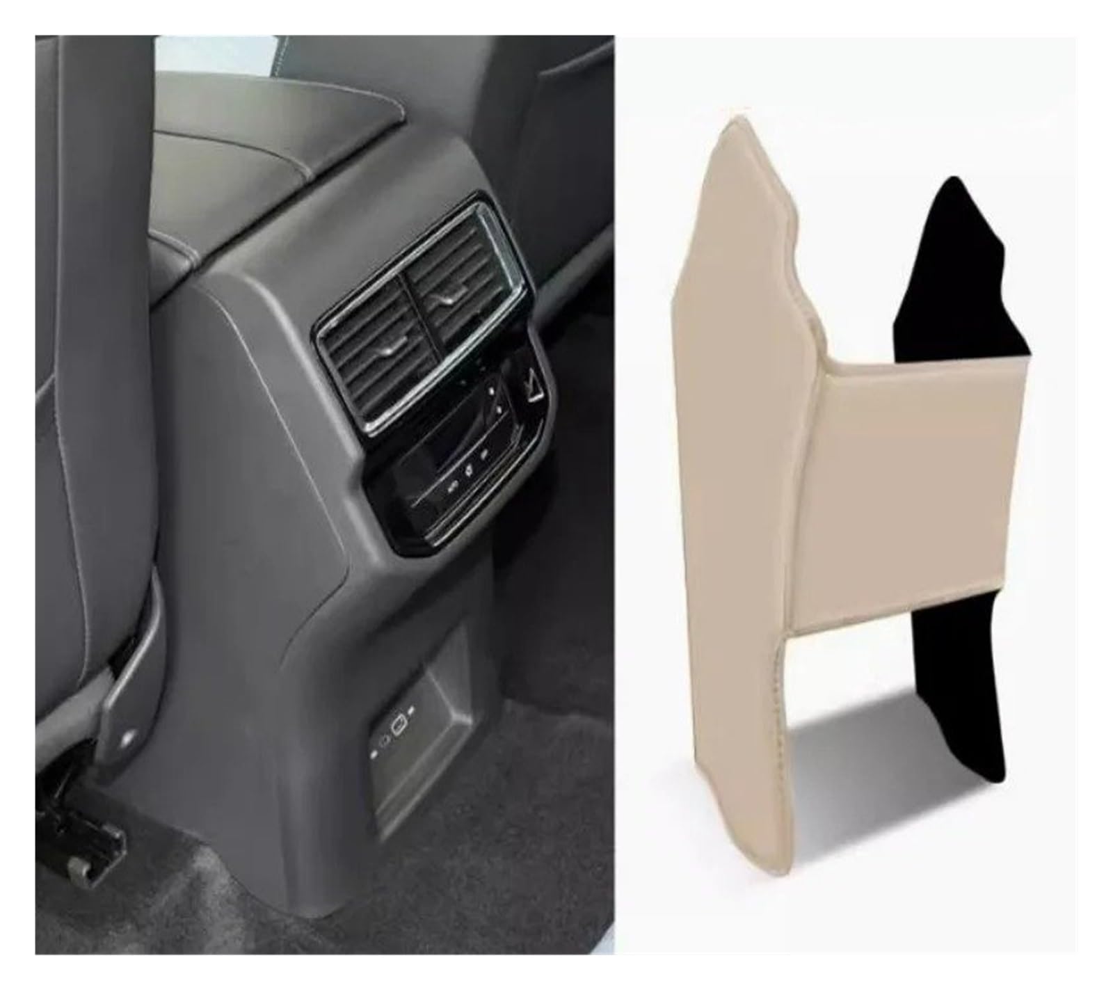 Auto Innenraum Dekoration Für VW Für Teramont 2017 2018 2019 2020 2021 2022 2023 Hinten Armlehne Box Anti Kick Pad Mikrofaser Leder Schutzhülle Matte Auto Zubehör Interior Decor Zubehör(Beige2) von BIISVM