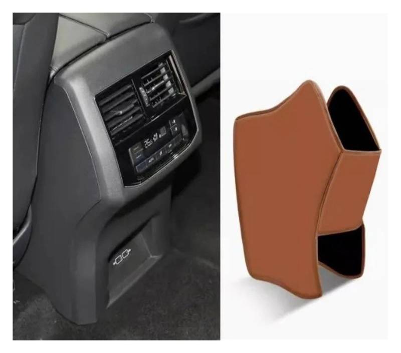 Auto Innenraum Dekoration Für VW Für Teramont 2017 2018 2019 2020 2021 2022 2023 Hinten Armlehne Box Anti Kick Pad Mikrofaser Leder Schutzhülle Matte Auto Zubehör Interior Decor Zubehör(Brown1) von BIISVM