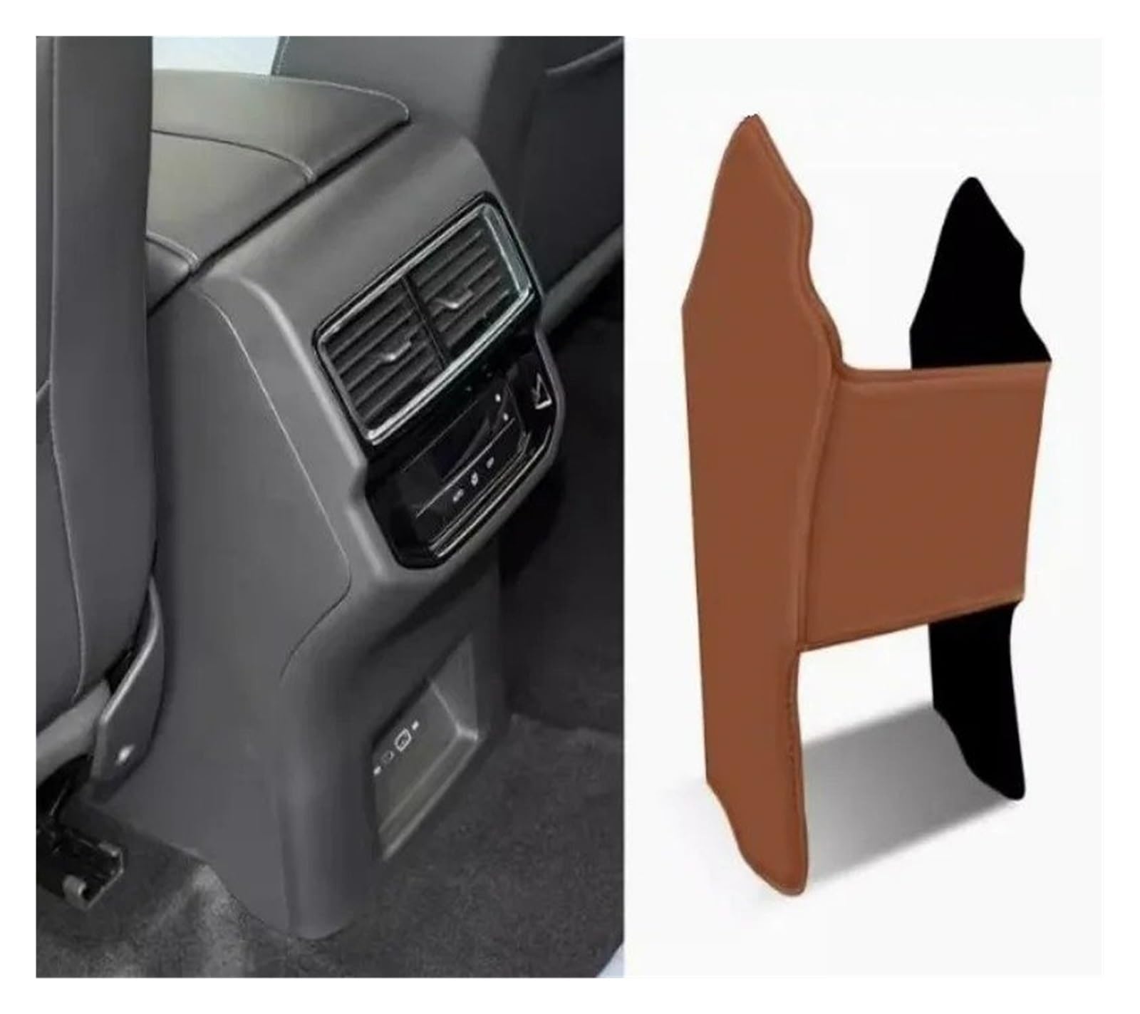 Auto Innenraum Dekoration Für VW Für Teramont 2017 2018 2019 2020 2021 2022 2023 Hinten Armlehne Box Anti Kick Pad Mikrofaser Leder Schutzhülle Matte Auto Zubehör Interior Decor Zubehör(Brown2) von BIISVM