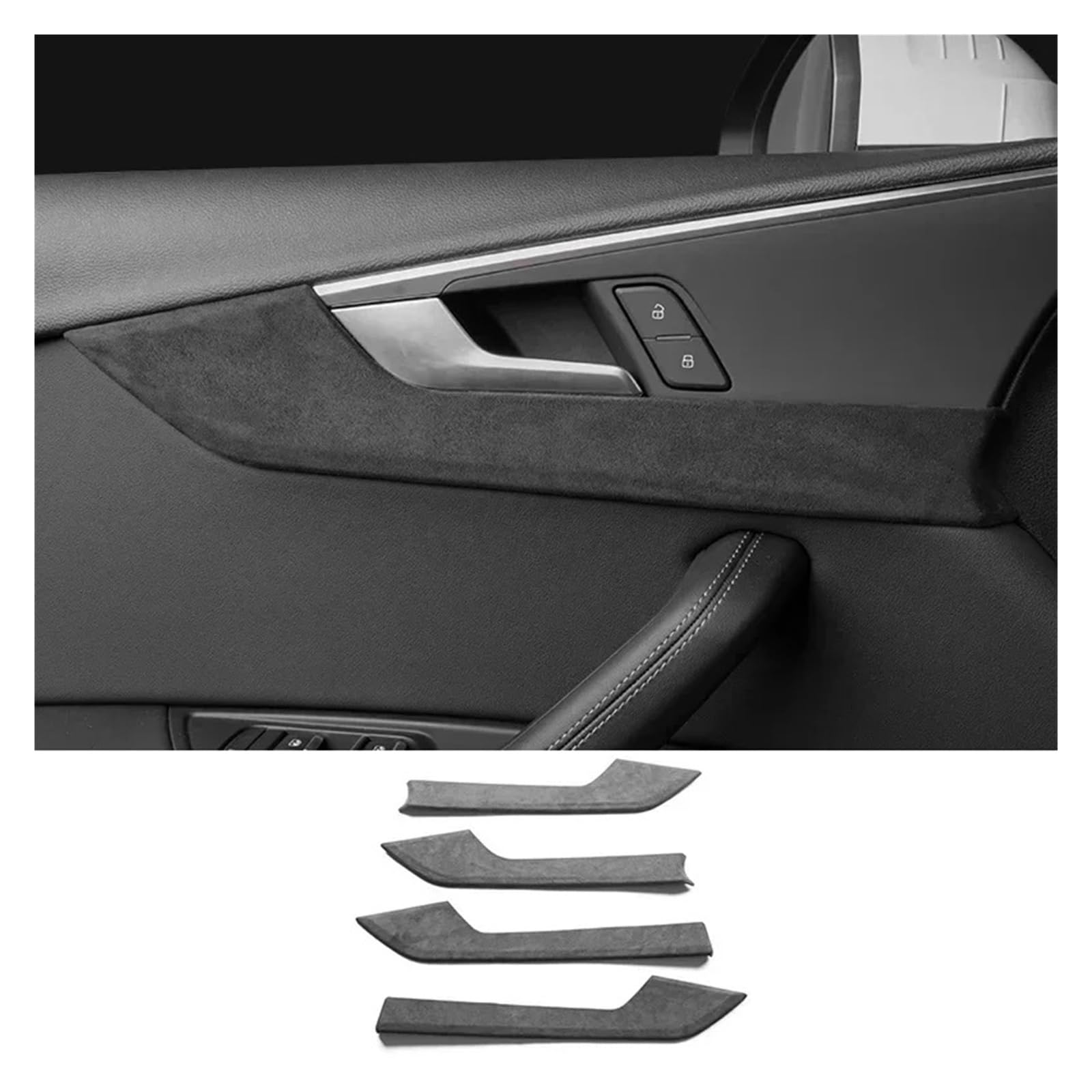 Auto Innenraum Dekoration Wildleder Auto Innenräume Overlay Formteile Panels Konsole Dashboard Armlehne Deckel Shell Schalthebel Abdeckung Für A4L Für A4 Für B9 Für A5 Für S4 Interior Decor Zubehör(D von BIISVM